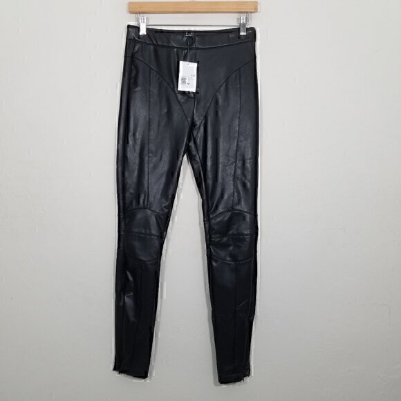 NWT Forever 21 Faux Leather Skinny Ankle Pants Stretch Black Size M - Picture 1 of 6